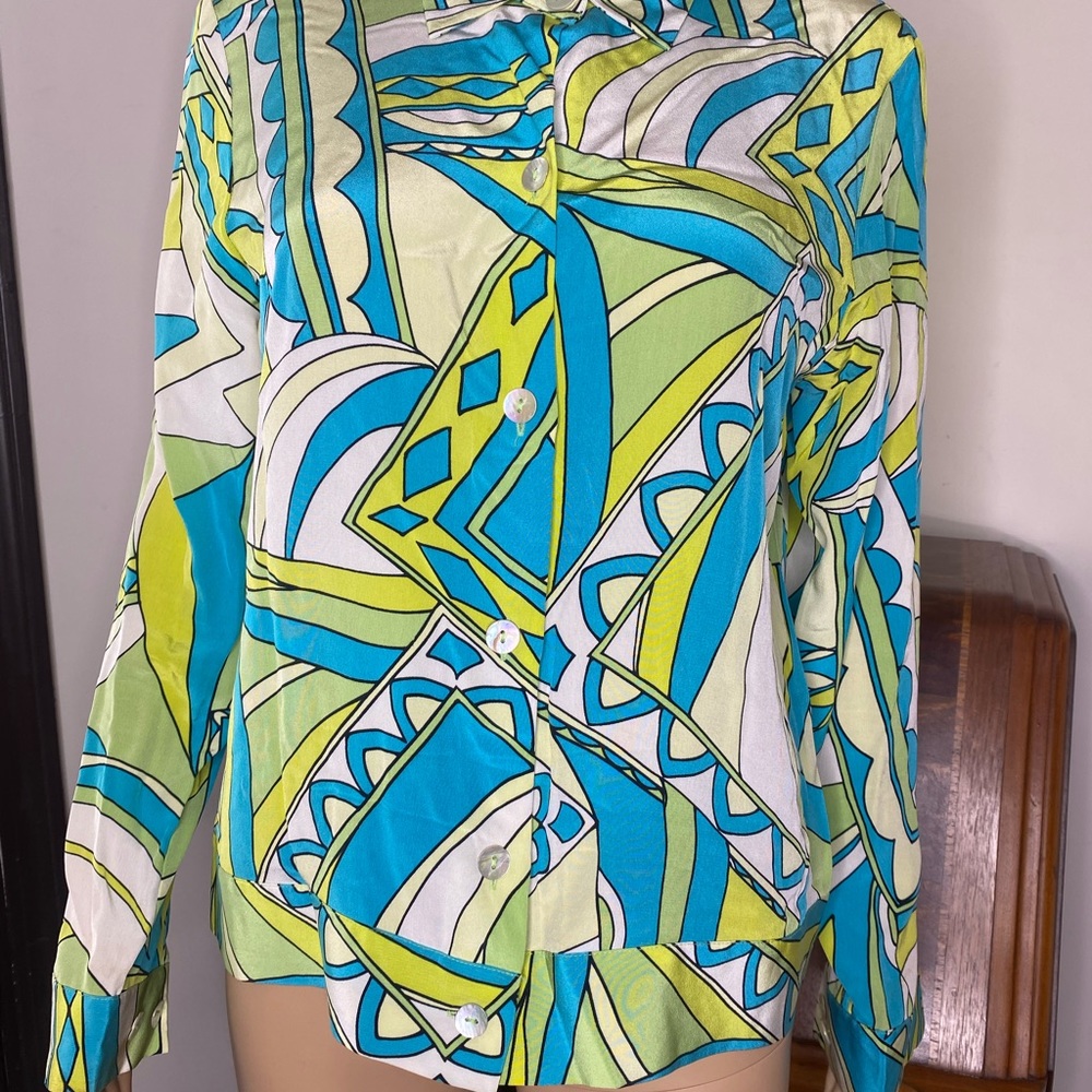 Small Retro Silk Collared Blouse - image 5